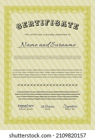 Yellow Awesome Certificate template.  Excellent design.  Printer friendly.   