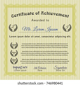 Yellow Awesome Certificate template. Lovely design. With background. Customizable, Easy to edit and change colors. 