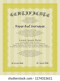 Yellow Awesome Certificate template. Printer friendly. Retro design. Customizable, Easy to edit and change colors. 