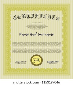 Yellow Awesome Certificate template. With quality background. Lovely design. Customizable, Easy to edit and change colors. 