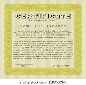 Yellow Awesome Certificate template. With quality background. Customizable, Easy to edit and change colors. Perfect design. 