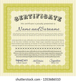 Yellow Awesome Certificate template. Superior design. With quality background. Customizable, Easy to edit and change colors. 