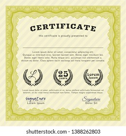 Yellow Awesome Certificate template. Superior design. Printer friendly. Customizable, Easy to edit and change colors. 