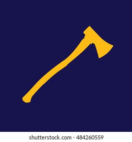 Yellow axe icon vector illustration. Blue background