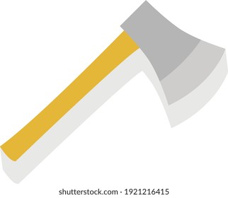 Yellow axe, illustration, vector on white background.
