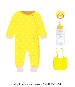 Yellow baby set. vector illustration