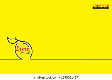 yellow bacground wite lime fruit illustration