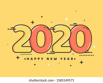 Antecedentes amarillos con texto 2020 para feliz celebración de Año Nuevo.