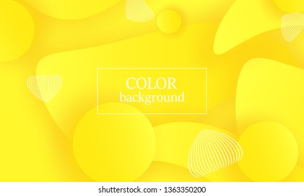 Yellow background. 3d design. Dynamic elements. Minimal cover. Landing page. Modern fluid gradient. Vector illustration.