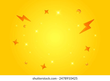 Yellow Background with 3d star and flash ornament