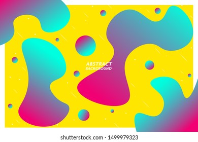 a yellow background with abstract figures with violet and light blue gradients