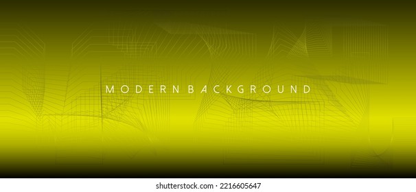 yellow background abstract geometric and wavy lines design. Vector illustration