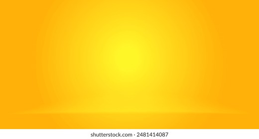 yellow background abstract with Gradient in empty room studio, Yellow empty room studio gradient used for background, yellow background studio with shine use for product shooting vector abstract