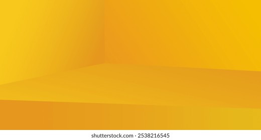 abstrato de fundo amarelo com Gradiente no estúdio de quarto vazio, gradiente de estúdio de quarto vazio amarelo usado para o fundo, estúdio de fundo amarelo com uso brilhante para a fotografia de produtos.