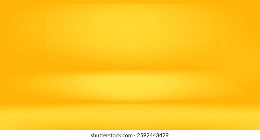 yellow background abstract with Gradient in empty room studio, Yellow empty room studio gradient used for background, yellow background studio with shine use for product shooting.