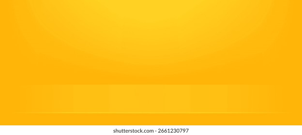yellow background abstract with Gradient in empty room studio, Yellow empty room studio gradient used for background, yellow background studio with shine. vector illustration