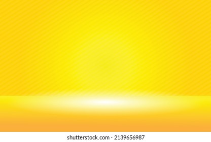 yellow background abstract with gradient in studio and wall texture vector, empty room studio used for product presentation, yellow wallpaper with shine use for product shooting