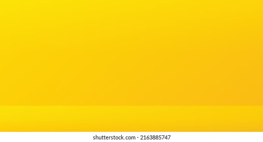 yellow background abstract with gradient in studio and wall texture vector, empty room studio used for product presentation, yellow wallpaper with shine use for product shooting