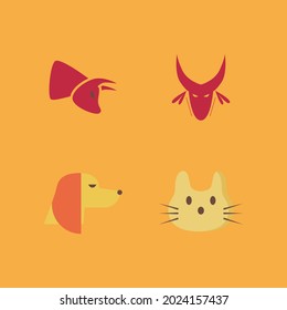 yellow background animal head logo set