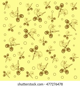 yellow background baby stroller
