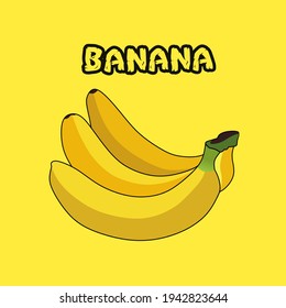 Fondo amarillo con frutos bananeros como objeto