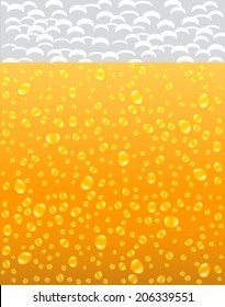 yellow background with beer and foam bubbling 