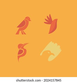 yellow background bird logo set