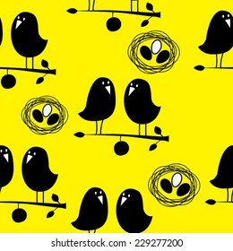 yellow background with birds