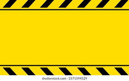 Yellow background with black diagonal hazard stripes forming a border, perfect for safety warnings, construction signs, or caution templates.
