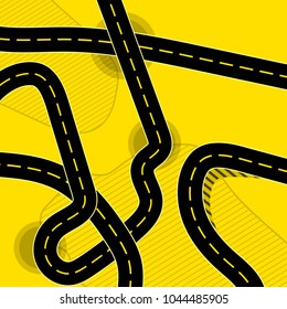 Yellow background with black different speed roads