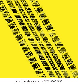 Yellow background with black grunge tire track