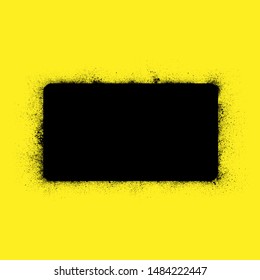 Yellow background with black ink blots rectangle frame