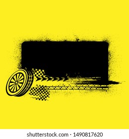 Yellow background with black ink blots rectangle frame