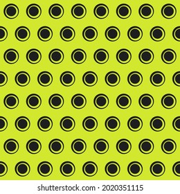 Fondo amarillo y puntos negros de polka. Puntos negros sin fisuras vectoriales.