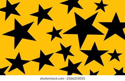 Yellow background with black stars icon.