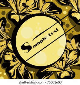 yellow background with black and white  flowers