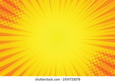 Yellow background of the Book in comic style pop art superhero. Pop art yellow comics book cartoon  for comic superhero text, speech bubble, message.