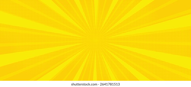 Yellow background of the Book in comic style pop art superhero. Pop art yellow comics book cartoon for comic superhero text, speech bubble, message.