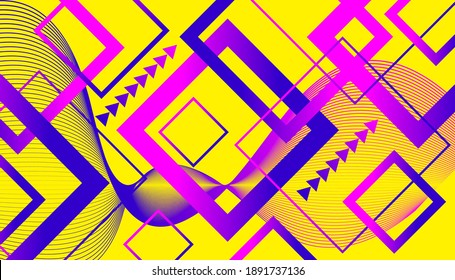 yellow background with bright purple and blue gradient rectangular gradient lines for business