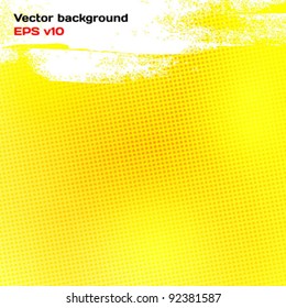 Yellow background with brush stroke. Glow and dent. Vector illustration