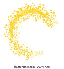 Yellow background with bubbles, vector illustration 