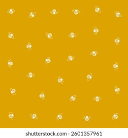 a yellow background with a bunch of bees