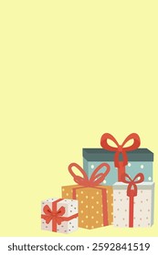 yellow background card with gifts