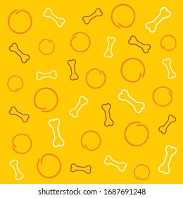 Yellow background with circles and bones. Vector