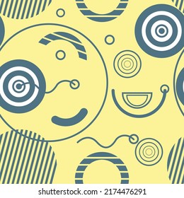 Fondo amarillo con círculos de varios tamaños en líneas grises. semicírculos superpuestos