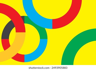 Yellow background with colored circles. Cards, Landing, Website Design. Vector illustration.