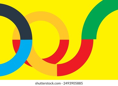 Yellow background with colored circles. Cards, Landing, Website Design. Vector illustration.