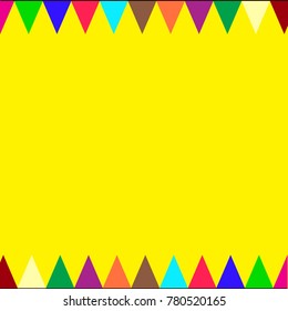 Yellow background with colorful flag Make fun at a small party.
