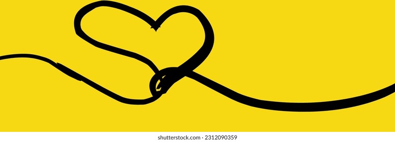 Yellow background with crossed and wavy black stripes 