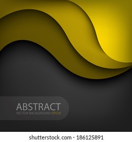 Yellow background curve line on black space shadow overlap and dimension modern texture pattern for text and message website design